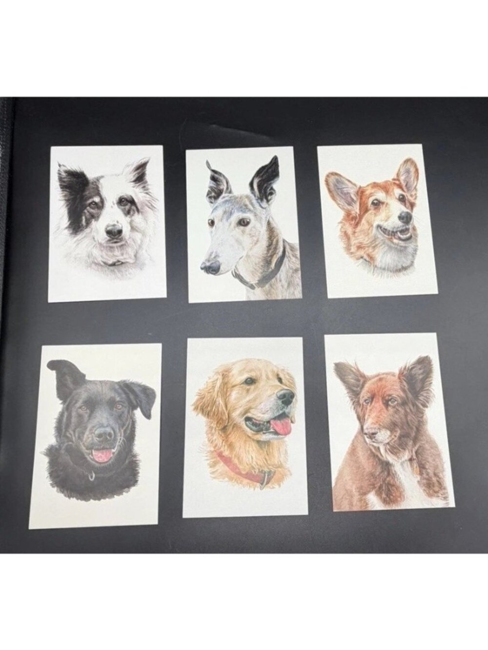 Geoffrey Martin Dog Art Postcards Set Of 6 Animal Prints Dog Lover Unposted